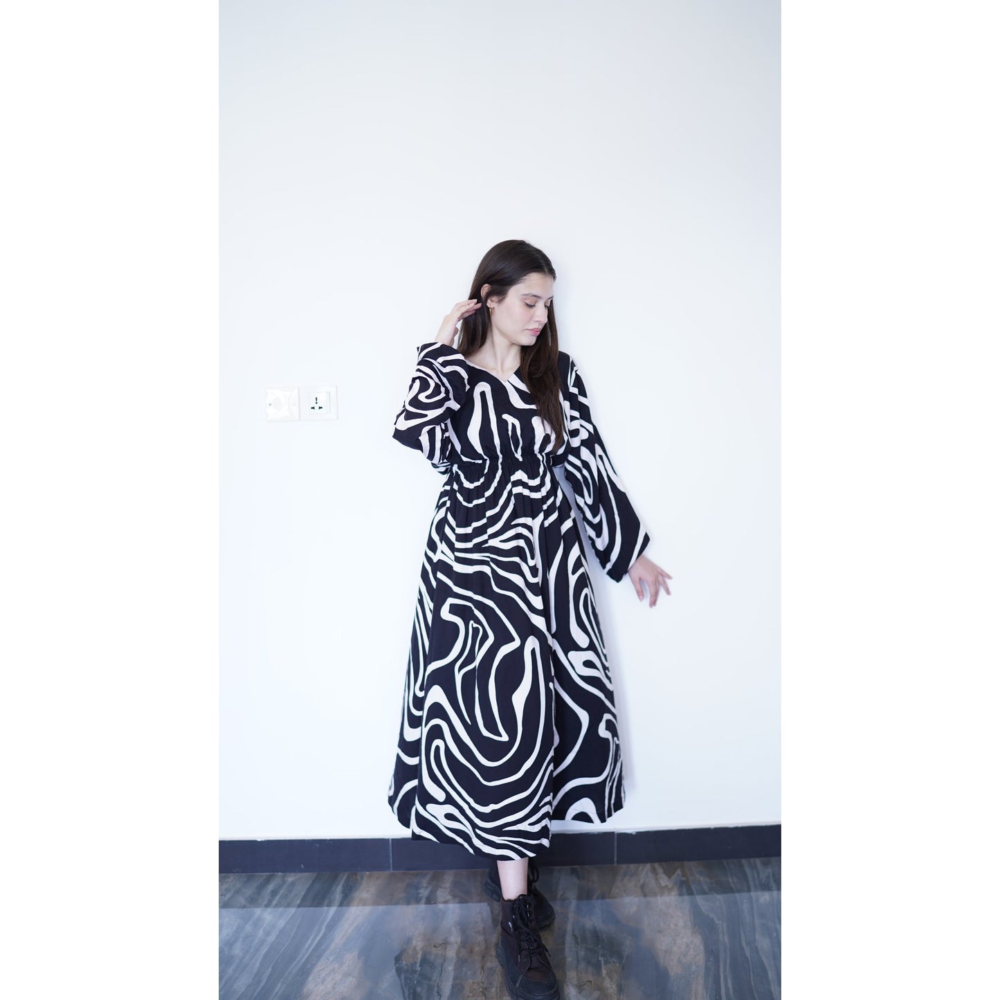 Zebra Wave Maxi Dress