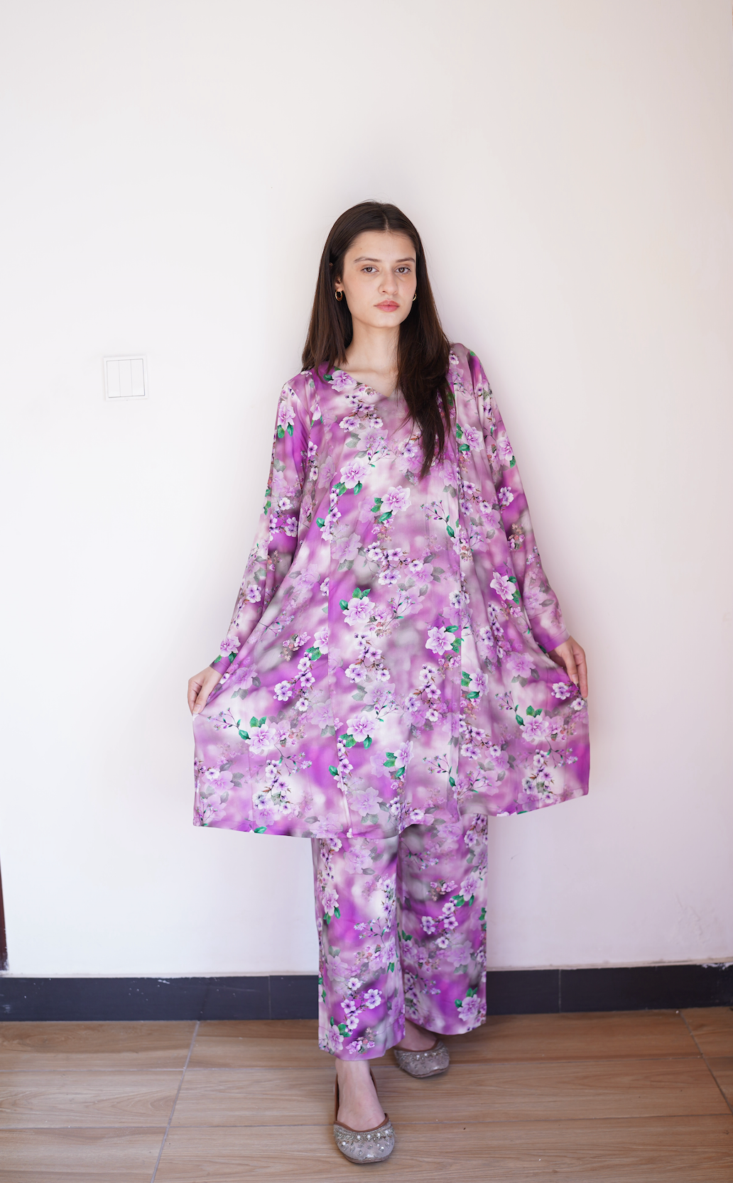 Lavender Blossom Kurta Set