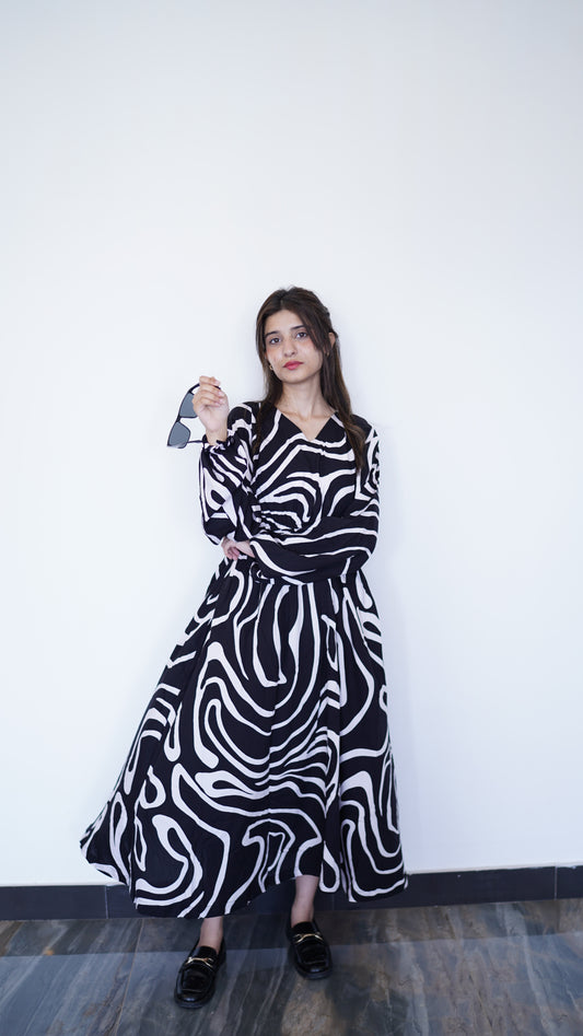 Zebra Wave Maxi Dress